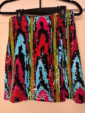 Nasty Gal Multicolor Sequin Mini Skirt in Black, Red, Pink & Turquoise